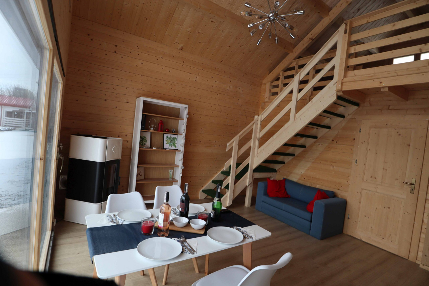 Chalet en bois habitable 50m2 + Hansa Holiday A avec auvent terrasse.